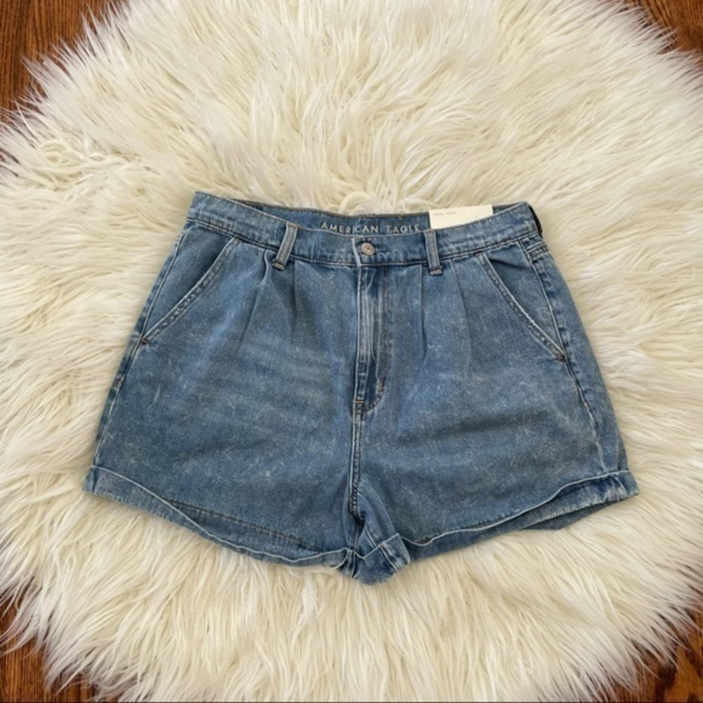 American Eagle mom shorts pleated front denim 12